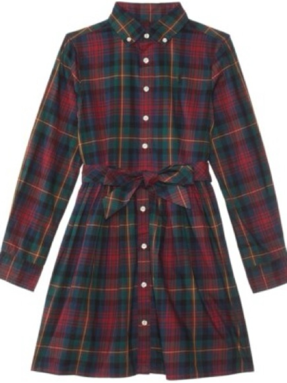NWT Polo Ralph Lauren Girl's Plaid Cotton Twill Shirt Dress Red Multi 2T